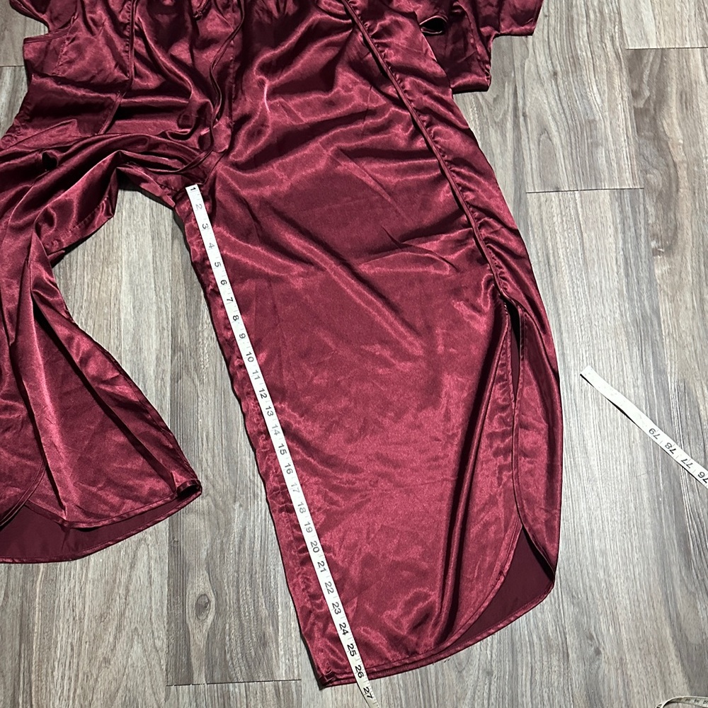 BB Dakota ,wine Red Satin Pajama Set – Silky 2-Piece Sleepwear. - Picture 5 of 8